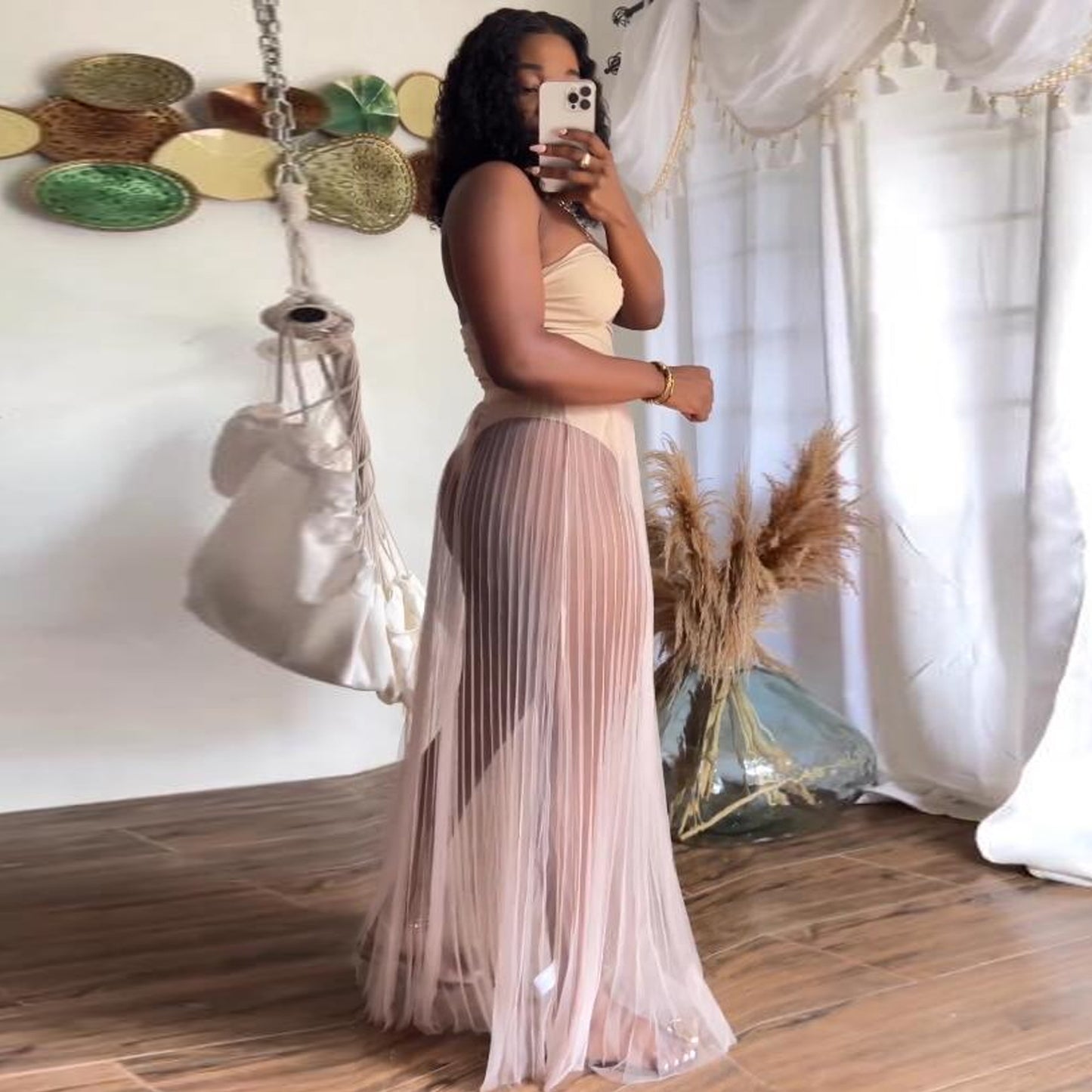 Sexy Mesh See through One Piece Halter Two Piece Swimsuit