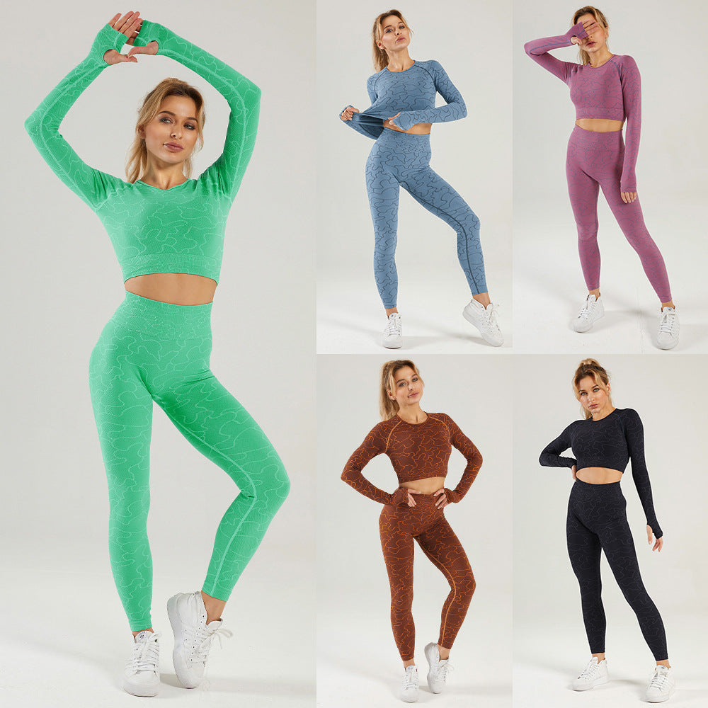 Long-Sleeved Trousers Sexy Tight Seamless Yoga Sportswear Seamless Workout