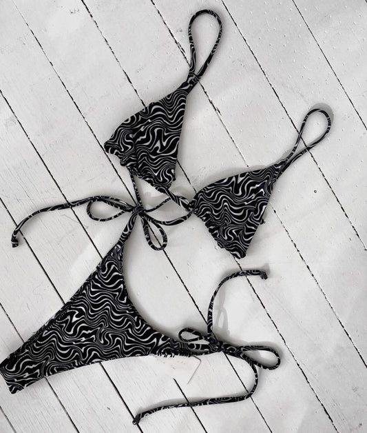 Printed Bikini Retro Pattern Swimsuit Women Sexy Lace-up Split Suit Bikini